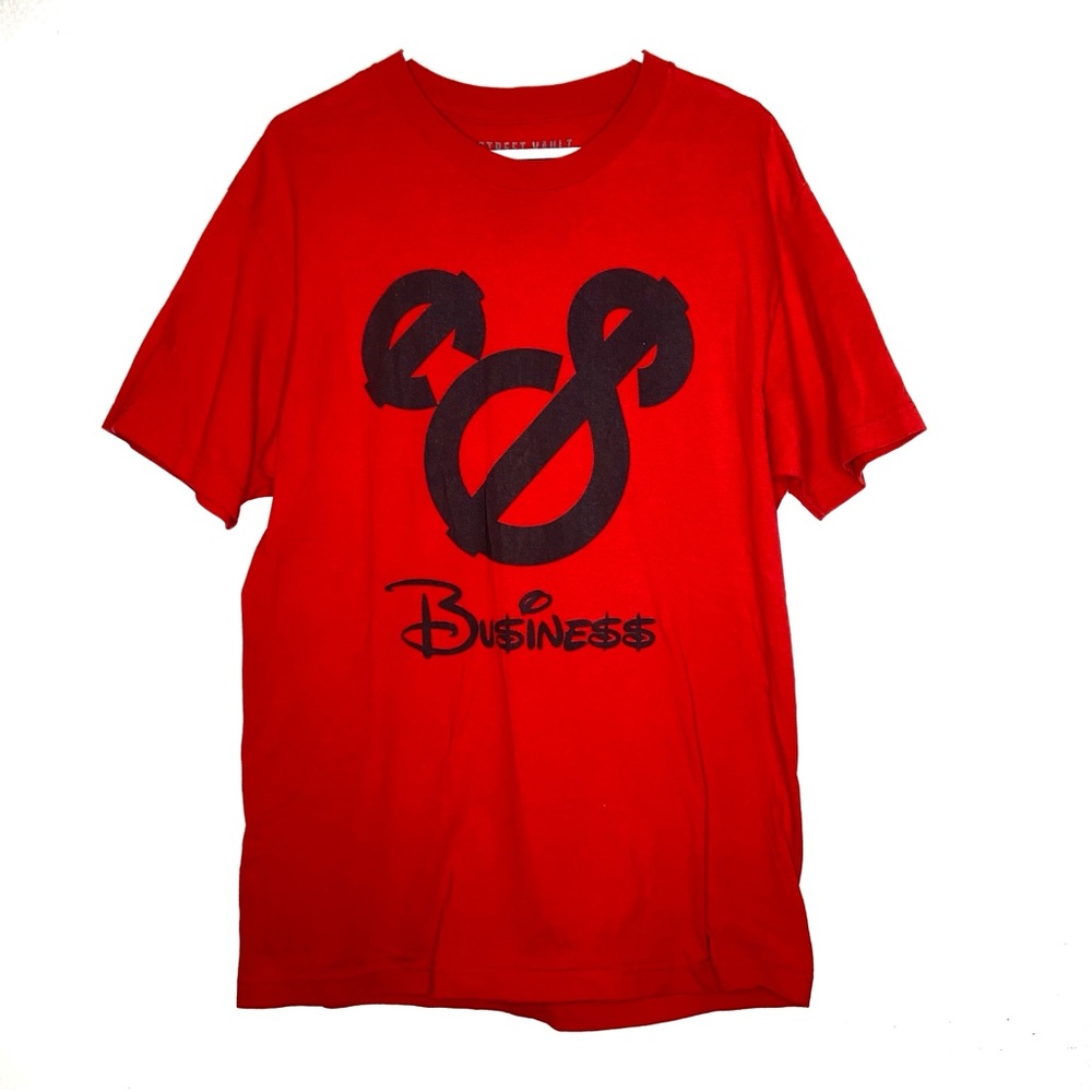 Disney Red Mickey Mouse Graphic Tee “Business”
